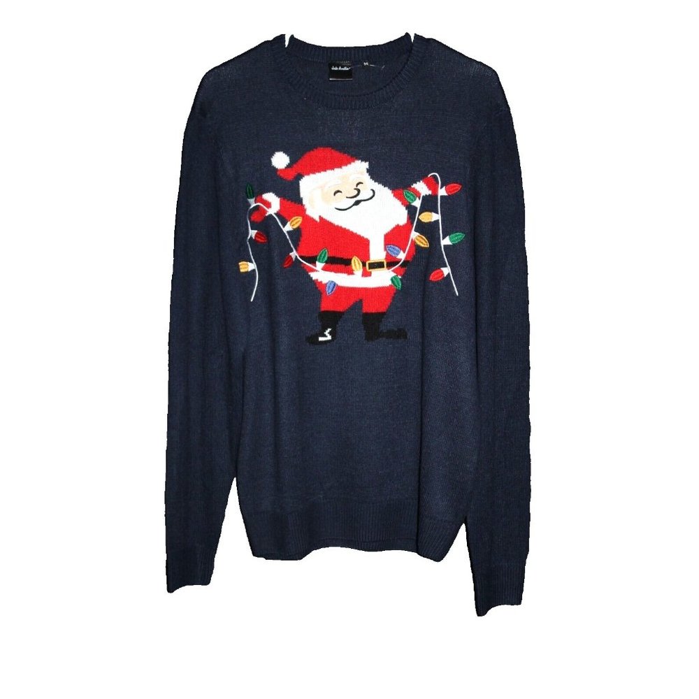 Jake Austin Women's Christmas Sweater Santa Size Medium M Navy Blue NWOT